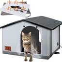 Insulated Heated Cat House Indoor/Outdoor, Weatherproof Cat House with Heated Pad for Winter, Outside Shelter for Feral Cats and Small Dogs (20"x17"x16")