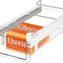 vacane Fridge Organizer Drawer, Clear Plastic Fridge Organizer Bins, Add on Refrigerator Drawer,Fridge Storage Container Under Shelf Holder for Fruit, Vegetable, Meat, Cheese, Easy to Install-M
