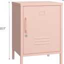 Metal Nightstand Modern End Side Table Steel Bedside Storage Cabinet with Shelf Easy Assembly for Living Room Bedroom （15.8”W x 15”D x 22.5”H ）