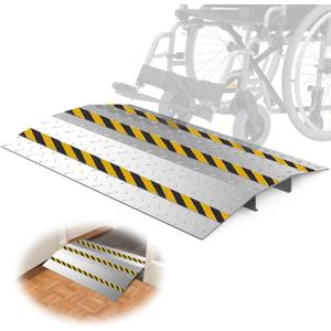 Door Threshold ramp 31.5" W*18.9" L, Metal Bridge Doorway Threshold ramp to go Over The Threshold for wheelchairs/Scooters/Walkers(800LBs Capacity, 31.5"/80cm)