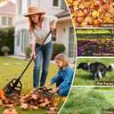 2 in 1 Garden Leaf Rake & Leaf Scoops, Adjustable Leaf Rake for Lawns with Grabber, Hand Rakes for Picking Up Leaves,Pine Needles, Gravel (Black)