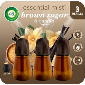 Air Wick Essential Mist Refill, 3ct, Brown Sugar & Vanilla, Fall Scent, Essential Oils, Air Freshener