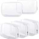 5 Pack Clear Plastic Zippered Toiletry Carry Pouch TSA Approved Toiletry Bag Portable Cosmetic Makeup Bag for Vacation, Bathroom and Organizing (White, Small)