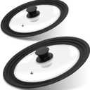 Lerykin Tempered Glass Lid Set of 2 - Universal Lids with Heat Resistant Silicone Rim for Pots, Pans and Skillets - Pan Cover Replacement Lids Fit 7", 8" & 9" and 10", 11" & 12" Diameter Cookware