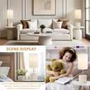 GyroVu Ceramic Small Table Lamp Set of 2, Adjustable Color Temperature Bedside Nightstand Lamps with Pull Chain for Bedroom Living Room Reading, 2 Bulbs (White)