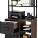 Homieasy Vertical Filing Cabinet with Bookshelf for Home Office, Walnut, 57.9 in. H x 27.6 in. W x 15.8 in.D