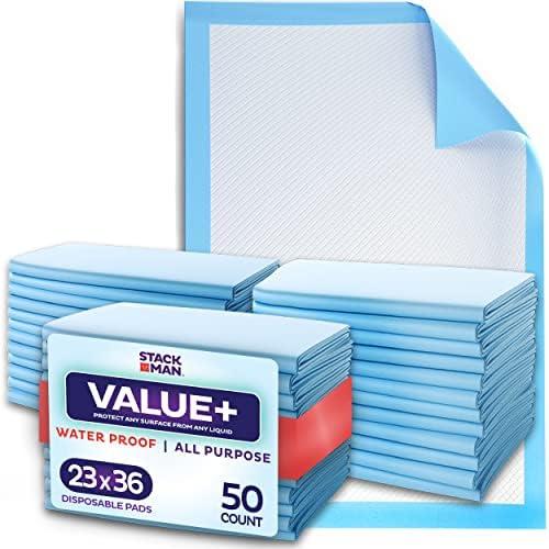 Chucks Pads Disposable [50-Pack] Underpads 23x36 Incontinence Chux Pads Absorbent Fluff Protective Bed Pads, Pee Pads for Babies, Kids, Adults & Elderly | Puppy Pads Large for Training Leak Proof x4