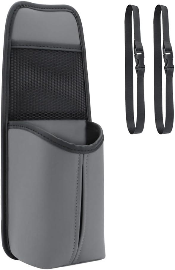2 in 1 Large Cup Holder,Auto Water Bottle Holder Bag, Bottles & Big Drinks, Hanging Multi-Function Mini Car Seat Side Organizer, Phones, Stuff Holder with Mesh Pocket for Cars, SUV & Truck, Gray