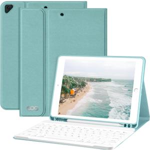 COO for iPad 9th Gen 2021 Case with Keyboard 10.2 inch, for iPad 8th Gen 2020/7th Gen 2019/Air 3/Pro 10.5 Keyboard Case, Detachable Wireless Bluetooth Keyboard with Pencil Holder for iPad 2021 9th (Seafoam)