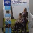 Medline Ultra Lightweight Transport Wheelchair for Adults, Foldable, 19-Inch Seat Width, Red Frame, Black Upholstery