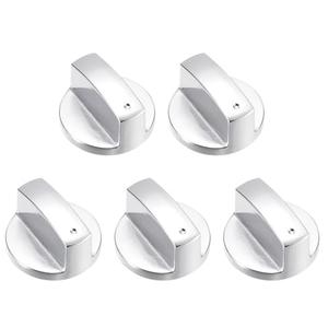 uxcell 5Pcs Gas Stove Knob, 6mm Universal Cooker Replacement Knobs Angle: 0°, Durable Metal Surface Switch for Kitchen Cooktop, Gas Stove & Various Ovens(Silver Tone)