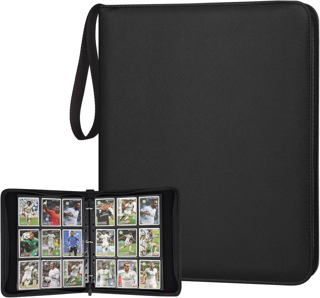 GERMUN 9 Pocket Card Binder, Premium Zip Trading Card Binder, 720 Double Sided Pocket PU Card Collection Binder, Collector Card Album, Card Folder for MTG, TCG, Sports Cards, Game Cards (Black)