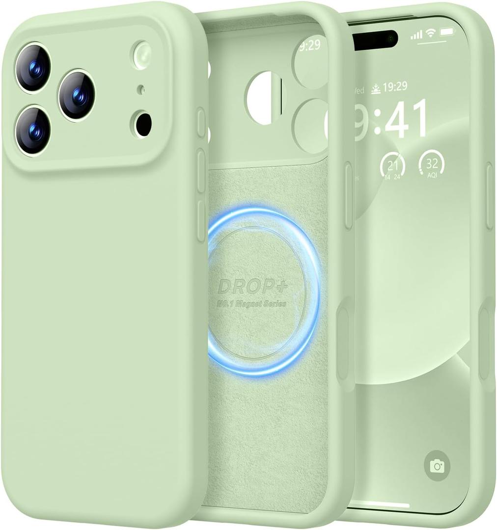 LOVE 3000 Designed for iPhone 17 Pro Case, Premium Silicone [Compatible with Magsafe][Soft Anti-Scratch Microfiber Lining] Shockproof Protective Phone Case for Men Women 6.3", Matcha