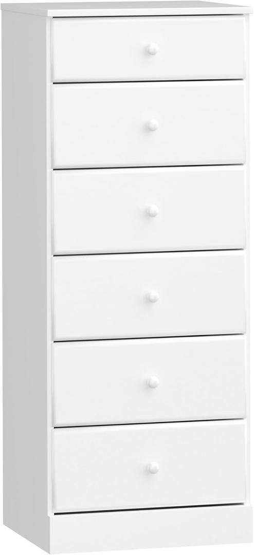Prepac Astrid Tall White Dresser: 16.5"D x 19.75"W x 50"H, 6-Drawer Chest for Bedroom by Prepac - Perfect Chest of Drawers for Ample Storage