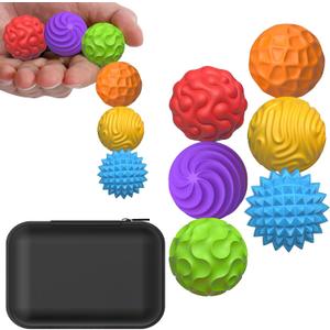 BUSOHA Silicone Fidget Balls - 6 Pack Fidget Toys Stress Balls for Adults Sensory Stone Travel Toys for Calming,Autism and ADHD,Gifts for Teens (1.2 Inch, Blue+Green+Yellow+Orange+Purple+Red)