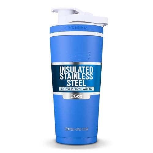 Ice Shaker Insulated Stainless Steel Shaker Bottle | 26oz, Royal | Cold for 30+ Hours | Insulated Cup with Twist-on Agitator | Odor-Free Bottle for Protein Shakes, Water, Smoothies, Cocktails