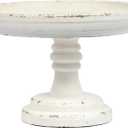 Rustic White Wood Pedestal Tray Stand for Table Decoration,Round Distressed Finished Cake Stand Dessert Table Display,Farmhouse Cake Stand Candle Holder Perfect for Weddings,Birthdays
