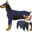 Winter Coat for Dogs - Soft Warm Pajamas, Windproof Fleece Sweatshirt, Cold Weather Clothes, High Neck Full Body Onesie for Walking, Hiking, Travel, Home Wear - Blue Grey S
