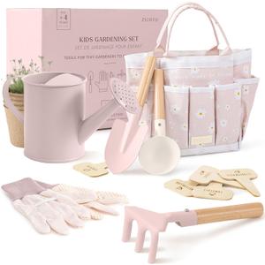 ZICOTO The Ultimate Kids Gardening Set  The Perfect Toddler Gardening Set with Durable and Safe Tools for Endless Outdoor Fun - Great for Gifting to Spark Joy & Creativity in Your Little Gardener (Pink)