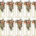 10 pcs 23.6inch/59.9cm High Gold Flower Stand Rack, Gold Metal Vase Column Geometric Centerpiece Stands, Wedding Centerpieces Vases Rectangular Flower Display Rack for Wedding, Party Decoration