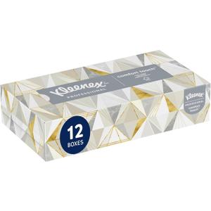 Kleenex Professional Facial Tissue, Bulk (03076), 2-Ply, White, Flat Facial Tissue Boxes for Business, Convenience Case (125 Tissues/Box, 12 Boxes/Case, 1,500 Tissues/Case) (Box Color: Cream)