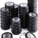 Foraineam 30 Pack 4 Ounce Round Tins Screw Lids Tin Cans with Clear Window Matte Black Metal Spice Containers Aluminum Travel Storage Jars for Kitchen, Office, Gifts, Candies