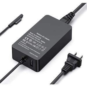 Surface Pro Charger 65W 15V 4A Surface Laptop Charger Replacement for Microsoft Surface Pro X/9/8/7/6/5/4/3 Surface Laptop1/2/3/4/5/Studio Surface Go1/2/3 Surface Book1/2/3 Power Supply Adapter