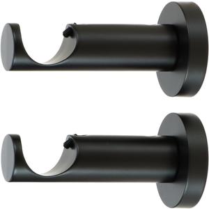Ivilon Ceiling or Wall Mount Curtain Rod Brackets Holders for Curtain Rods of 7/8 and 1 Inch Diameter. Set of 2. Color Antique Black
