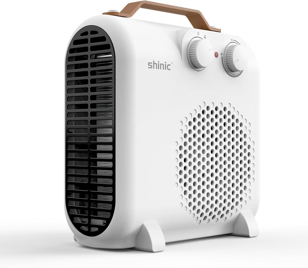 shinic Portable Electric Space Heaters for Indoor Use, 1500W/750W Fast Heating Under Desk Heater Fan with Thermostat, Safe and Quiet Small Space Heater for Bedroom Office Bathroom Basement, White