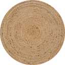 Hand Woven Jute Area Rug - 2' Round - Rustic Beige Reversible Farmhouse Rugs for Living Room, Bedroom, Kitchen - Vintage Natural Braided Entry Floor Dcor Circle Boho Small Round Rugs 2 feet