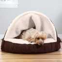 Furhaven 26" Round Memory Foam Dog Bed for Medium/Small Dogs w/ Removable Washable Cover, For Dogs Up to 30 lbs - Sherpa & Suede Snuggery - Espresso, 26-inch