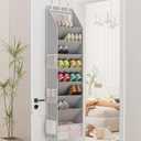 Criusia Shoe Organizer, Over the Door Shoe Organizer, Hanging Closet Shoe Storage with Large Deep Pockets, Fits 16–24 Pairs of Sneakers, Sandals, Boots, Gray
