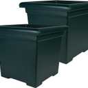 The HC Companies Accent Square Plant Pot w/Drainage - Classic Planters for Outdoor Plants & Indoor Plants - Lightweight & UV-Resistant Square Planter Box (12.5, Evergreen, Pack of 2)