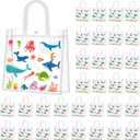 Supervitae 36 Pcs Sea Animal Clear Favor Bags with Handle Reusable Plastic PVC Gift Bag Goodies Treats Wrap Totes for Birthday Wedding Graduation Party Supplies, 8 x 8 x 3.15 Inch