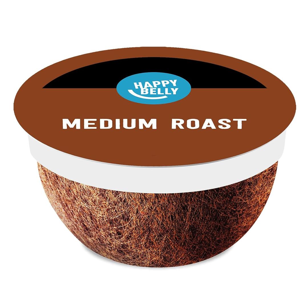 Amazon Brand - Happy Belly Medium Roast Compostable Coffee Pods, Compatible with K-Cup Brewer, 96 Count