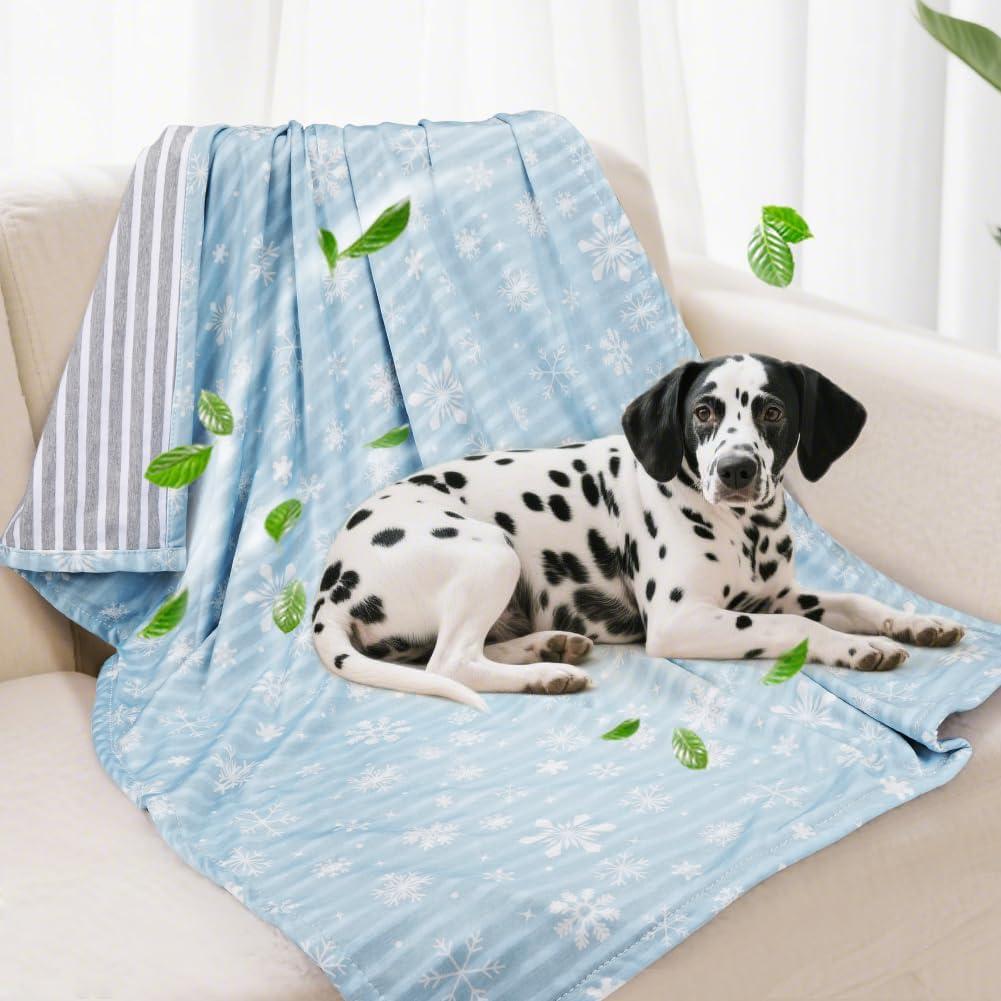 Dog Cooling Blanket Lightweight Self Cooling Blanket Bed Cover for Small Medium Dogs Washable Dog Cat Summer Blanket for Bed Cover Couch Sofa(Blue) S (S:28*21inch)
