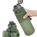 TakeToday Collapsible Water Bottles 32oz, Foldable Travel Water Bottle, BPA Free, Silicone Water Bottle Leakproof for Hiking, International Travel, Outdoors