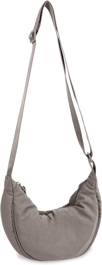 YIKOEE Crescent Bag for Women Men Small Sling Crossbody Bag with Half Moon Shape missing zipper, Grey, S