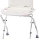Folding Bath Seat with Back Support, Portable Shower Bench, White