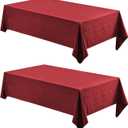 2 Pack Rectangle Tablecloth, 60x104 inch, Water Resistant Wrinkle Free Linen Textured Table Cloth Washable, Decorative Fabric Table Cover for Dining, Party and Camping, Red