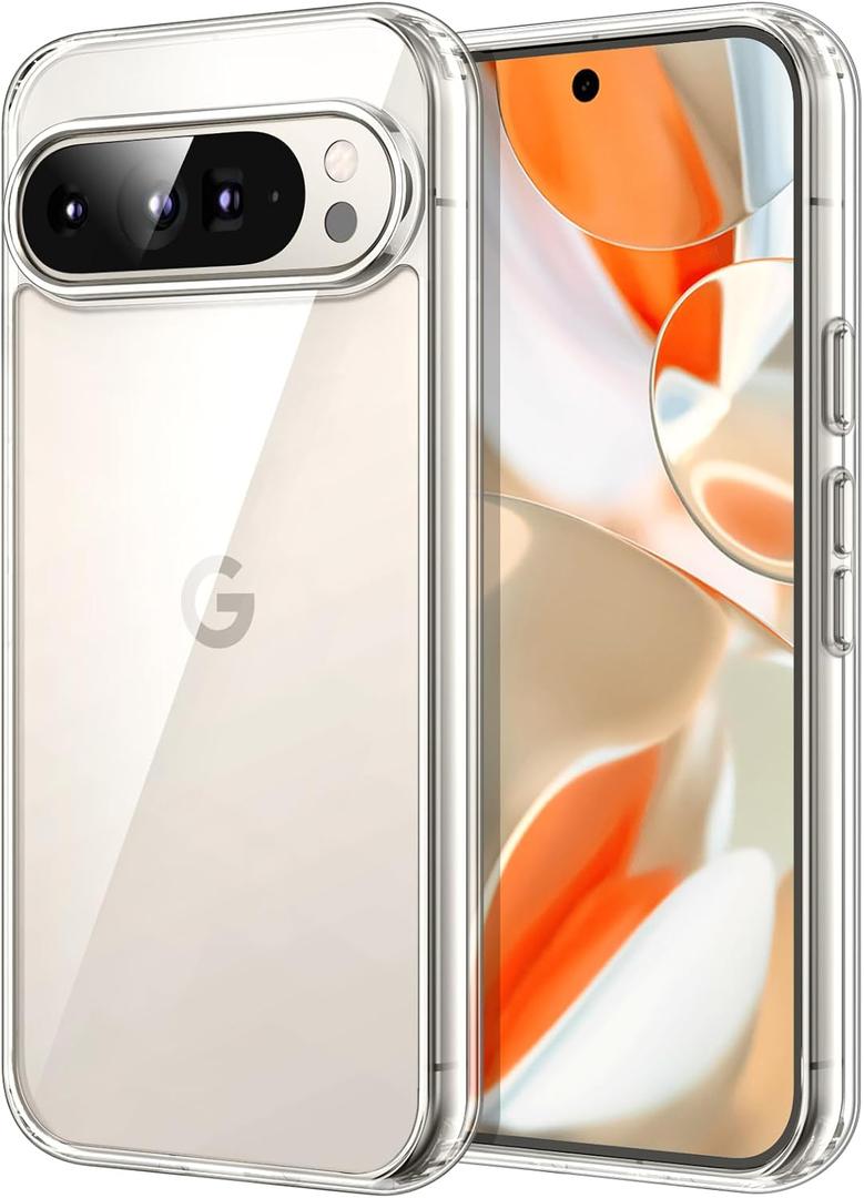 JETech Case for Google Pixel 9 Pro XL 2024, Non-Yellowing Shockproof Bumper Protective Phone Cover, Anti-Scratch Hard PC Back (Clear)