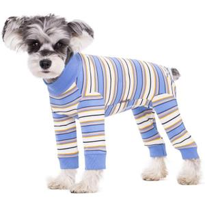 Dog Striped Recovery Suit, Puppy After Surgery Onesie for Female Male Dogs, Dogs Cats Long Sleeve Pajamas Bodysuit, Surgery Abdominal Wound Bandages Clothes, Dog Pant for Shedding Skin Disease Large (Blue Stripes)