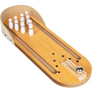 Mini Bowling Game Set, Funny White Elephant Gifts for Kids & Adults, Desk Games Stress Relievers for Adults, Kids Bowling Set for Educational Early Development, Wooden Casual Mini Bowling Ball