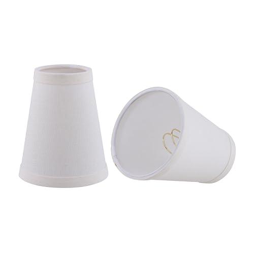 Aspen Creative 51038-2, Hardback Empire Tranditional Clip-On Chandelier Shade, Off-White Linen Fabric, 2-1/2" Top x 4" Bottom x 5" Slant, Set Of 2