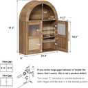 RUSTOWN Arched Bathroom Wall Cabinet, Rattan Medicine Cabinet with 2 Glass Doors, Farmhouse Over the Toilet Storage Cabinets with Adjustable Shelves, 3-Tier Wall Mounted Cabinets