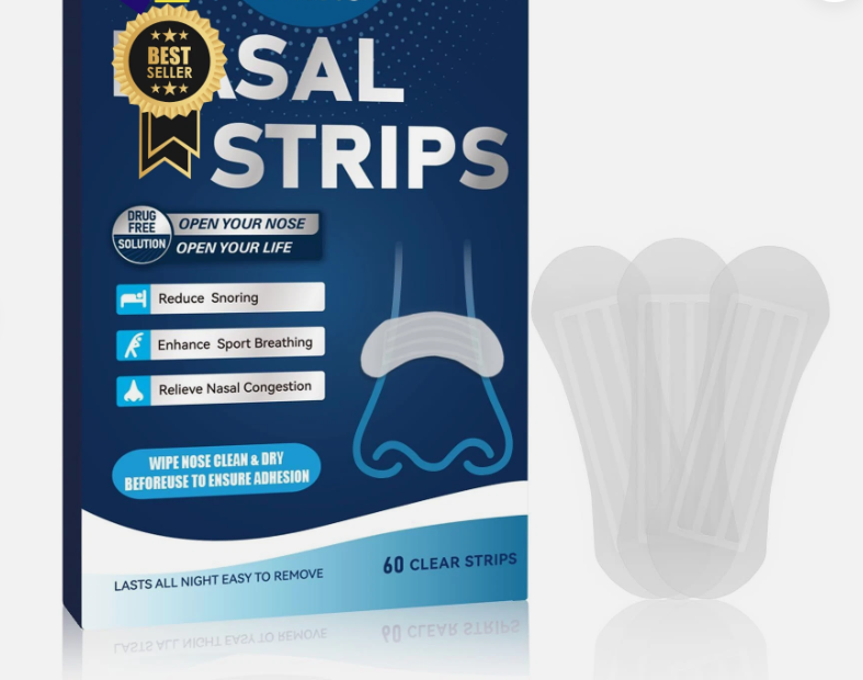 60pcs REROIO Nasal Strips for Snoring – Comfortable Nose Strips for Breathing,Anti Snoring Devices,Drug-Free Snoring Solution for Better Airflow & Restful Sleep