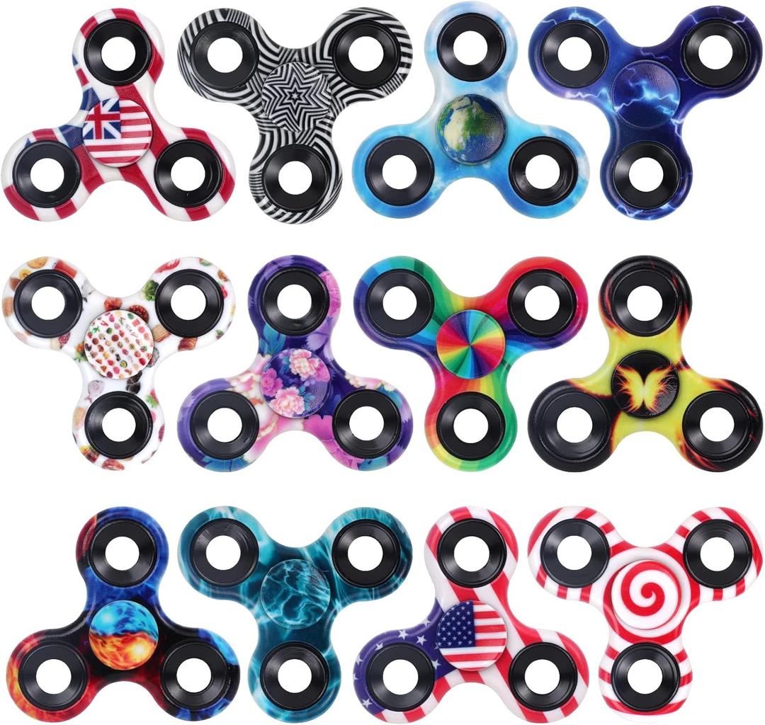 12 Pack Fidget Spinner Bulk Metal Tri-Spinner Fidget Toy Set Hand Spinner EDC, Easter Egg Filler Stuffer Gift Party Favors Supplies Goodie Bag Gadget Classroom Prize for Boy Girl Toddler