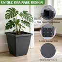 RooTrimmer 8 Pack 10 Inch Tall Square Planter Without Saucers Black