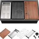 28 Inch Black Undermount Kitchen Sink Workstation-iAnomla 28x18 Kitchen Sink Undermount 16 Gauge Deep Stainless Steel Single Bowl Undermount Workstation Sink with Cutting Board