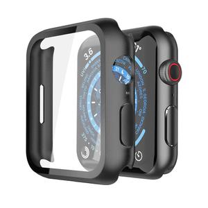 Misxi 2 Pack Hard PC Case with Tempered Glass Screen Protector Compatible with Apple Watch Series 9 (2023) Series 8 Series 7 45mm, Ultra-Thin Scratch Resistant Cover for iWatch S9/S8/S7, Black
